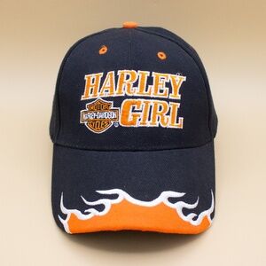 Harley Davidson Harley Girl And Flames Adjustable Baseball Cap Women's Size OSFM
